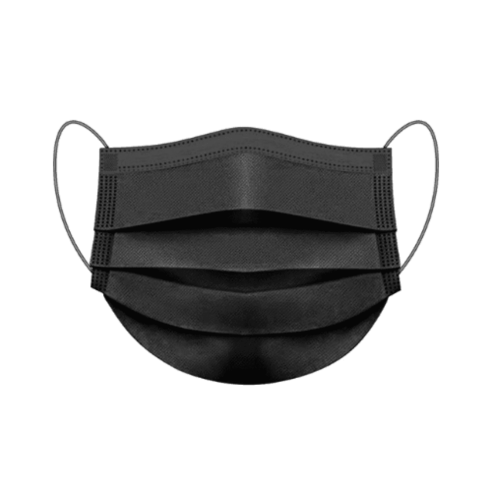 Medical Face Masks, 3-Ply, Ear Loops, Black