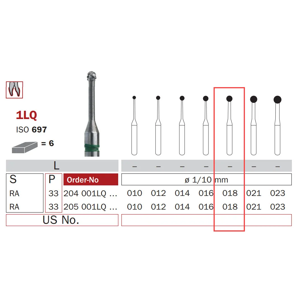 Carbide Bur, Long RA 018, Round ISO #697