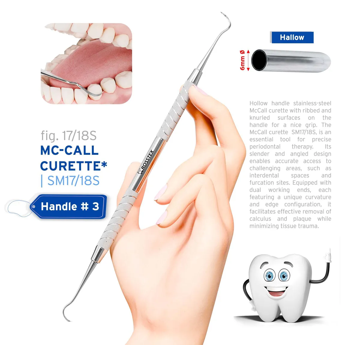 Dental Curette McCall 17/18, Handle No. 3
