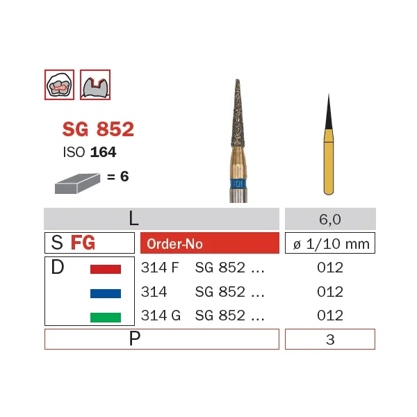 سنابل ألماسية، FG 012، خشن، مخروطي (Goldies) ISO #164