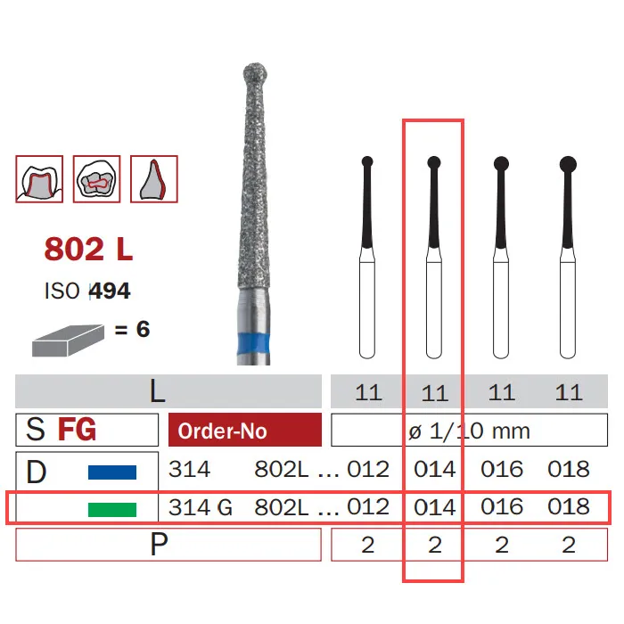 سنبلة ألماسية، FG 014، خشنة، رقبة طويلة دائرية ISO #494
