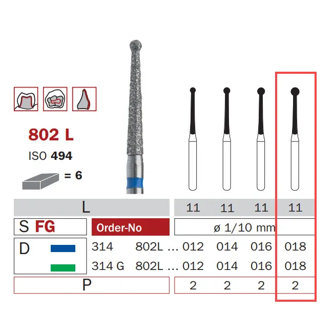 سنبلة ألماسية، FG 018، متوسطة، عنق طويل مستدير ISO #494