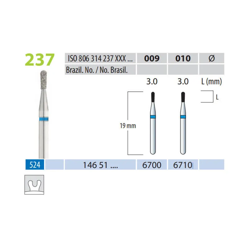 Diamond Burs, Pear, FG 237-010, Medium