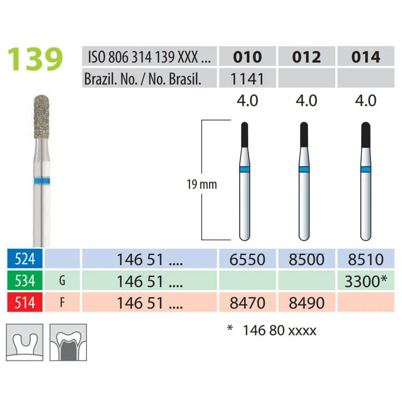Diamond Burs, Torpedo, FG 139-010, Medium
