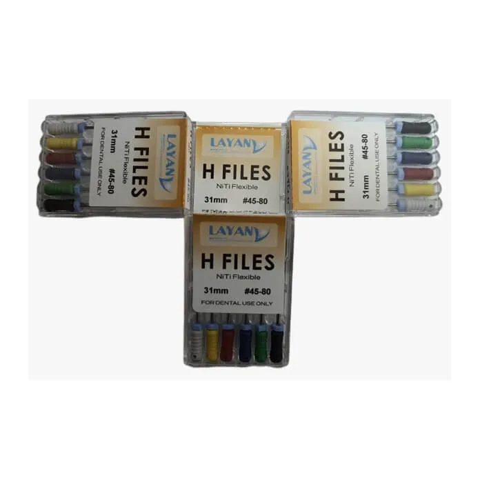 NiTi H Files L31 (يدوي) #45-80، PK/6