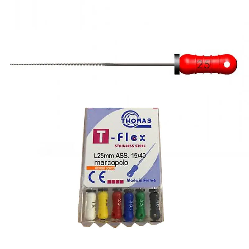Thomas K-File T-Flex 25mm #15-40 الفولاذ المقاوم للصدأ