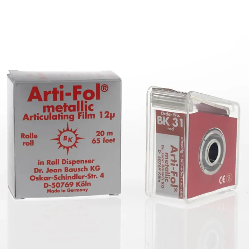 Bausch Arti-Fol Metallic 12µm (أحمر)، جانب واحد، عرض 22mm، طول 20m