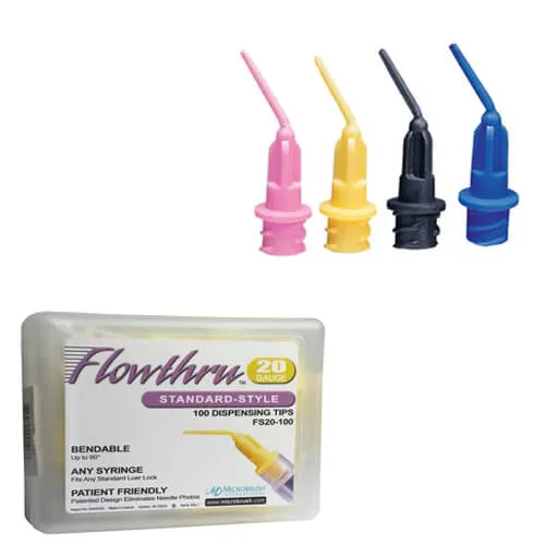 Flowthru Dispensing Tip, Standard Style, 20 Gauge, Yellow