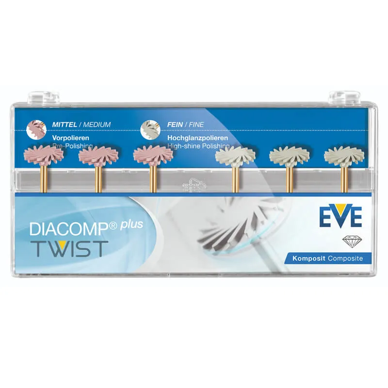 DIACOMP PLUS TWIST، تلميع الكومبوزيت، RA، 6 قطع (ناعم + متوسط)