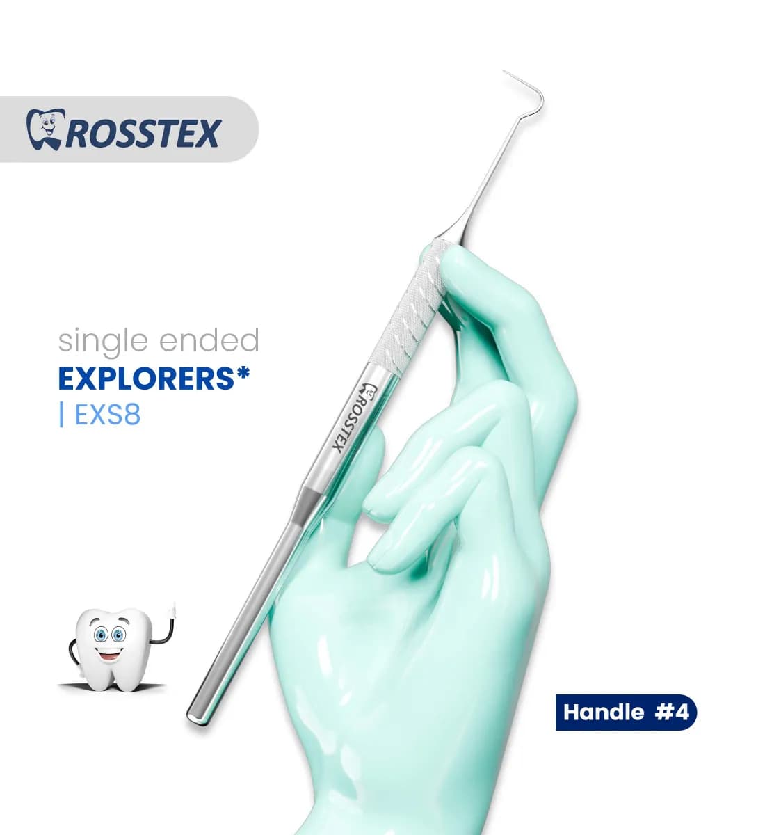 Dental Explorer 8, Handle No. 4, Single Ended