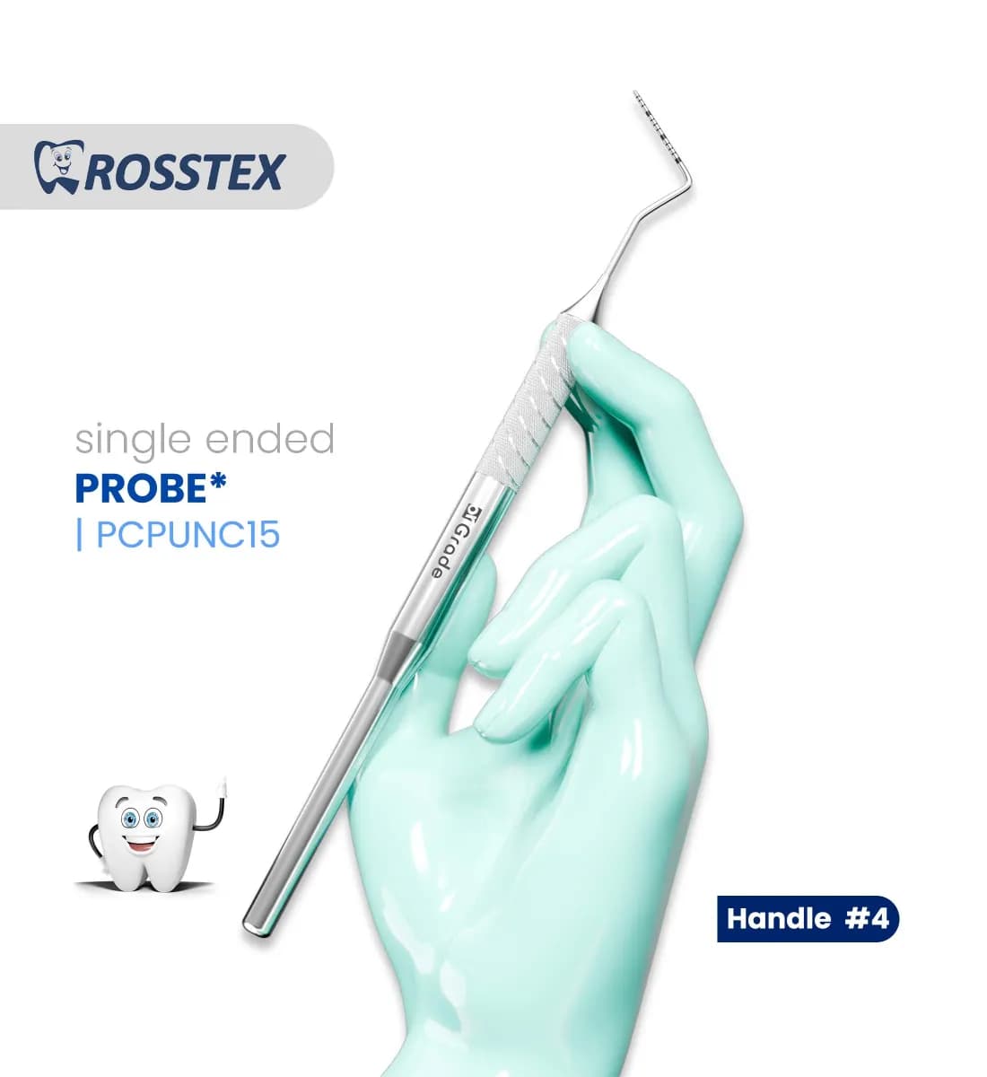 مسبار أسنان، UNC CP-15، مقبض رقم 4، نهاية واحدة