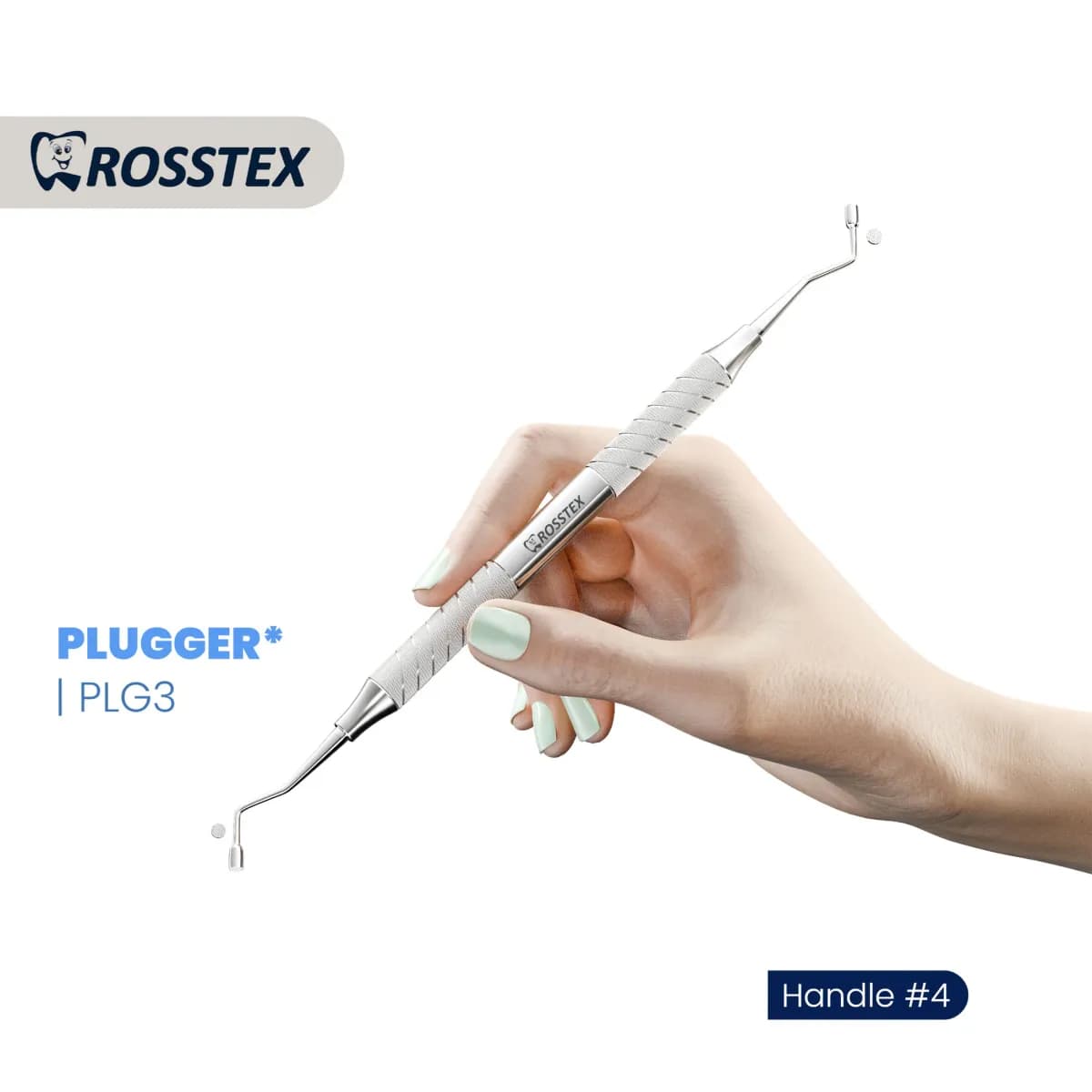 Dental Plugger/Condenser 3, Serrated, 2.4mm–2.7mm, Handle No. 4