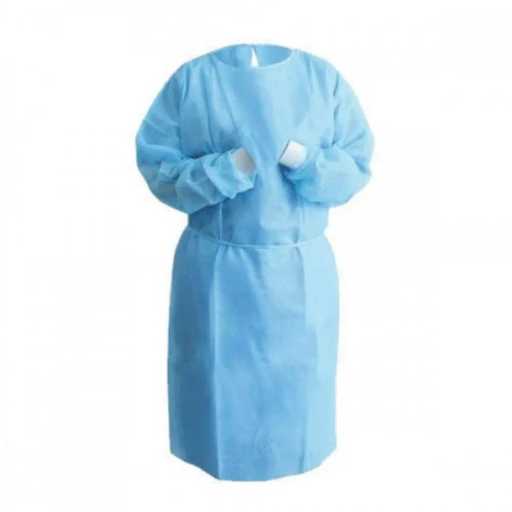 Isolation Gown, Blue, With Cuffs, 10 Pieces