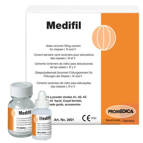 Medifil، أسمنت حشو زجاجي أيونومري، A3، مسحوق + سائل