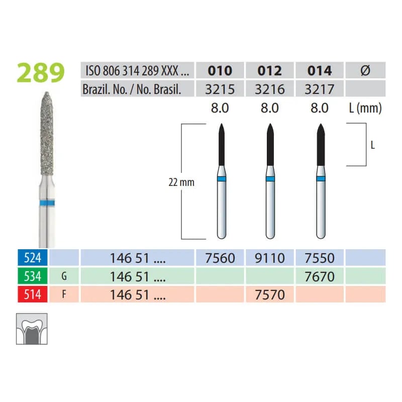 Diamond Burs, Torpedo, FG 289-014, Medium