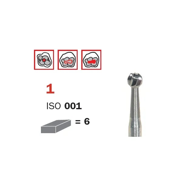 Surgical Carbide Bur, FG 012, X-Long, Round ISO #001