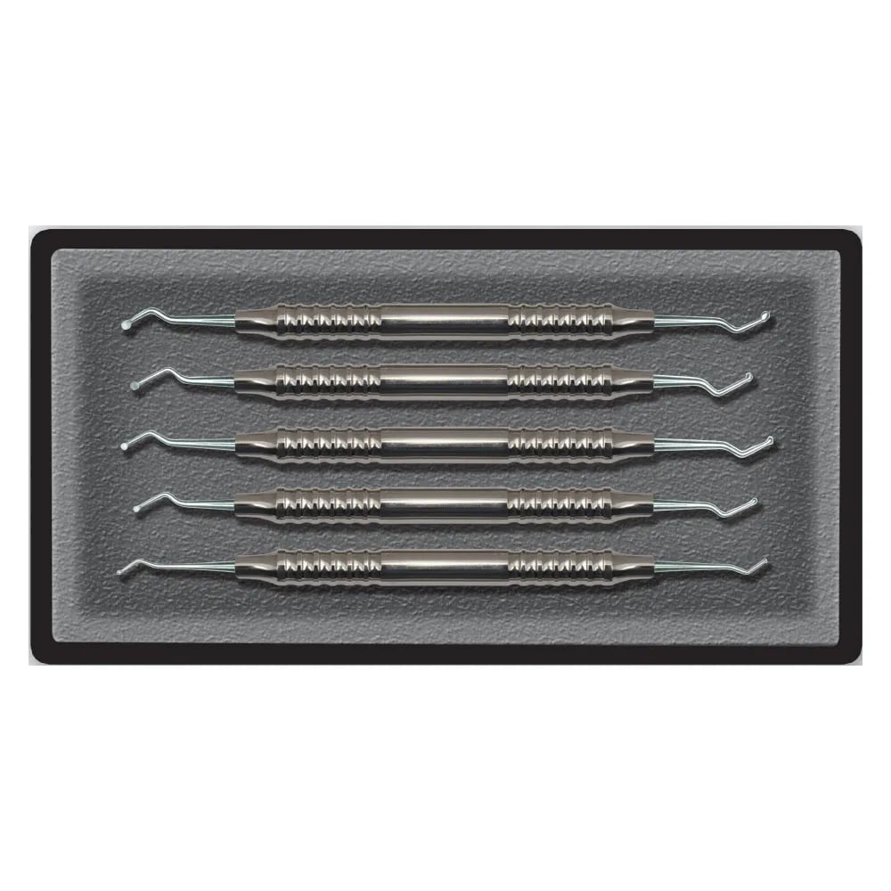 Dental Excavator Set, English Excavators, 5 Pcs, Handle No. 3
