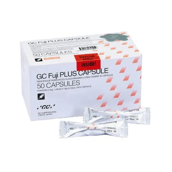 GC Fuji PLUS, Resin-Reinforced Glass Ionomer Cement, Yellow, Capsules