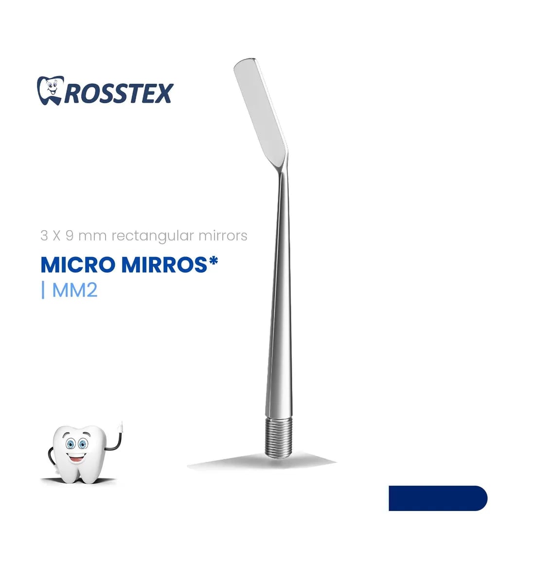Dental Micro Mirror, Rectangular, 3x9mm, Medium