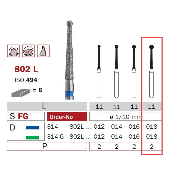 سنبلة ألماسية، FG 018، متوسطة، عنق طويل مستدير ISO #494